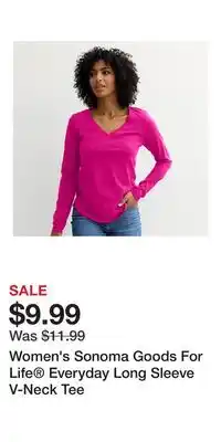 Kohl's Women's Sonoma Goods For Life Everyday Long Sleeve V-Neck Tee offer