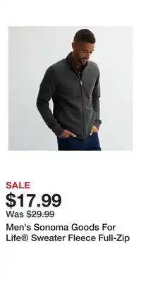 Kohl's Men's Sonoma Goods For Life Sweater Fleece Full-Zip offer