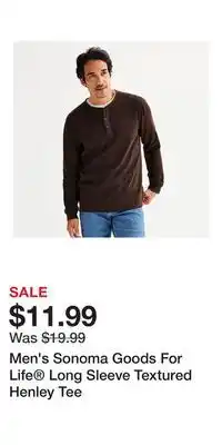 Kohl's Men's Sonoma Goods For Life Long Sleeve Textured Henley Tee offer