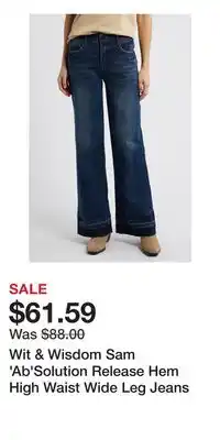 Nordstrom Wit & Wisdom Sam 'Ab'Solution Release Hem High Waist Wide Leg Jeans offer