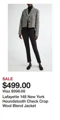 Nordstrom Lafayette 148 New York Houndstooth Check Crop Wool Blend Jacket offer