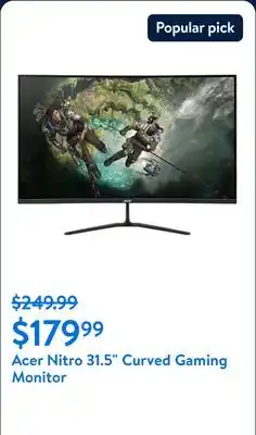 Walmart Acer Nitro 31.5 Curved Gaming Monitor offer