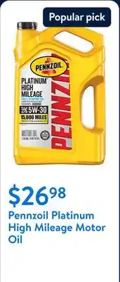 Walmart Pennzoil Platinum High Mileage Motor Oil offer