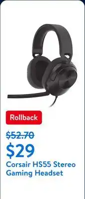 Walmart Corsair HS55 Stereo Gaming Headset offer