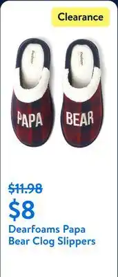 Walmart Dearfoams Papa Bear Clog Slippers offer