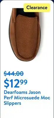 Walmart Dearfoams Jason Perf Microsuede Moc Slippers offer