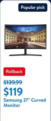 Walmart Samsung 27 Curved Monitor offer