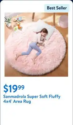 Walmart Sanmadrola Super Soft Fluffy 4x4' Area Rug offer