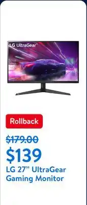 Walmart LG 27 UltraGear Gaming Monitor offer