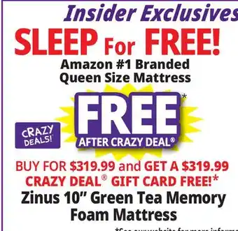 Ocean State Job Lot Zinus 10 Green Tea Memory Foam Mattress Queen offer