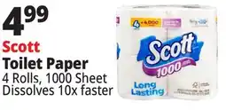 Ocean State Job Lot Scott Long Lasting 1 000 Sheets Per Roll Bath Tissue 4 Rolls offer