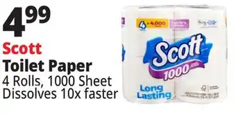 Ocean State Job Lot Scott Long Lasting 1 000 Sheets Per Roll Bath Tissue 4 Rolls offer