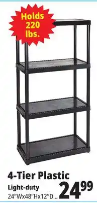 Ocean State Job Lot Maxit 4-Tier Plastic Shelving Unit 48 offer