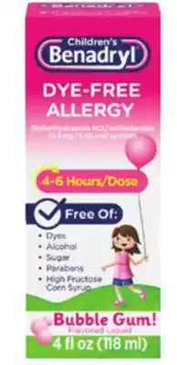 Ocean State Job Lot Children's Benadryl Dye-Free Allergy Relief offer