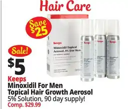 Ocean State Job Lot Keeps Minoxidil Topical Aerosol Hair Regrowth Treatment for Men 3 Count offer