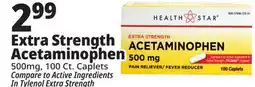 Ocean State Job Lot Health Star 500 mg Acetaminophen Pain Reliever 100 Caplets offer