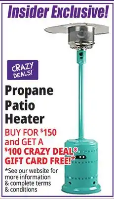 Ocean State Job Lot 46 000 BTU Outdoor Propane Patio Heater with Wheels Stainless Steel and Hammered Black offer