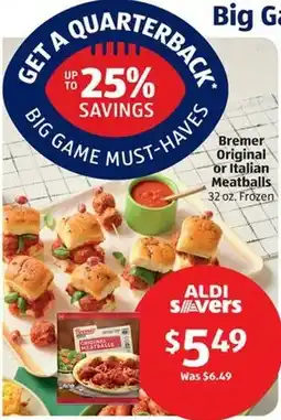 Aldi Bremer Original or Italian Meatballs offer