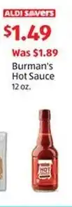 Aldi Burman's Hot Sauce offer