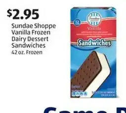 Aldi Sundae Shoppe Vanilla Frozen Dairy Dessert Sandwiches offer