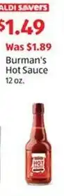 Aldi Burman's Hot Sauce offer