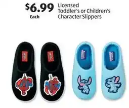 Aldi Licensed Toddler's or Children's Character Slippers offer