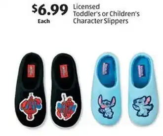 Aldi Licensed Toddler's or Children's Character Slippers offer