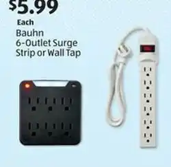 Aldi Bauhn 6-Outlet Surge Strip or Wall Tap offer