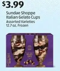 Aldi Sundae Shoppe Italian Gelato Cups Assorted Varieties offer