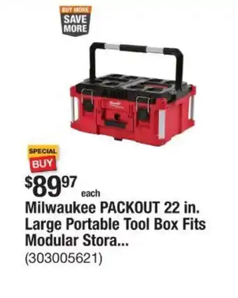 The Home Depot Milwaukee PACKOUT 22 in. Large Portable Tool Box Fits Modular Stora... offer