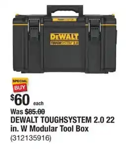 The Home Depot Dewalt toughsystem w modular tool box offer