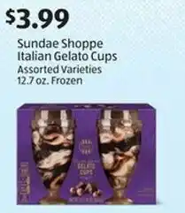 Aldi Sundae Shoppe Italian Gelato Cups Assorted Varieties offer