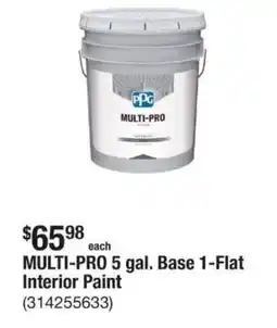 The Home Depot Multi-pro 5 gal. base 1-flat interior paint offer