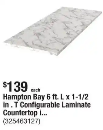 The Home Depot Hampton Bay 6 ft. L x 1-1/2 in. T Configurable Laminate Countertop i... offer