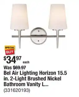 The Home Depot Bel Air Lighting Horizon 15.5 in. 2-Light Brushed Nickel Bathroom Vanity L... offer