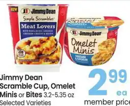 Albertsons Jimmy Dean Scramble Cup, Omelet Minis or Bites offer