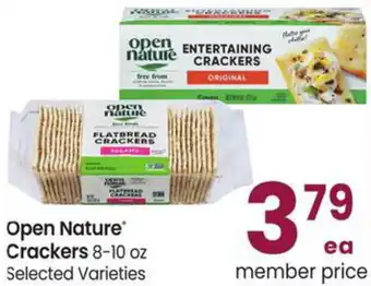 Albertsons Open Nature Crackers 8-10 oz member price Selected Varieties offer