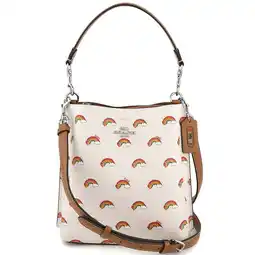 Walmart Coach Women's Chalk Multi Rainbow Print Leather Mollie Bucket Bag, Off-White offer