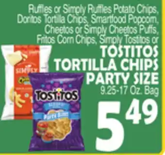 Bravo Supermarkets TOSTITOS TORTILLA CHIPS PARTY SIZE offer