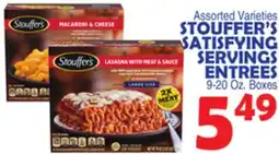 Bravo Supermarkets STOUFFER'S SATISFYING SERVINGS ENTREES offer