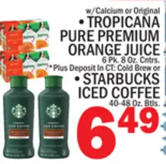 C Town TROPICANA PURE PREMIUM ORANGE JUICE offer