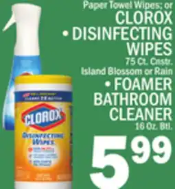 C Town CLOROX DISINFECTING WIPES 75 Ct. Cnstr offer