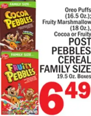 C Town POST PEBBLES CEREAL FAMILY SIZE 19.5 Oz. Boxes offer