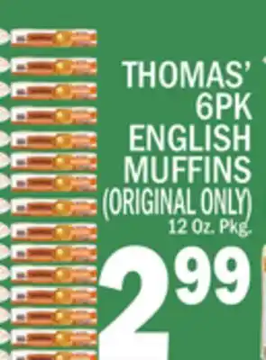 C Town THOMAS' 6PK ENGLISH MUFFINS offer