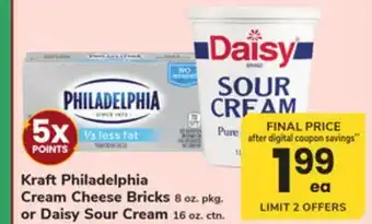 ACME Kraft Philadelphia Cream Cheese Bricks 8 oz. pkg. or Daisy Sour Cream 16 oz. ctn offer