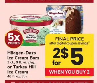 ACME Häagen-Dazs Ice Cream Bars 3 ct., 9 fl. oz. pkg. or Turkey Hill Ice Cream 46 fl. oz. ctn offer