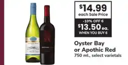 ACME Oyster Bay or Apothic Red offer