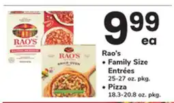 ACME Rao's • Family Size Entrées 25-27 oz. pkg. • Pizza 18.3-20.8 oz. pkg offer