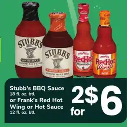 ACME Stubb's BBQ Sauce 18 fl. oz. btl. or Frank's Red Hot Wing or Hot Sauce 12 fl. oz. btl offer