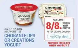 Kings Food Markets CHOBANI FLIPS OR CREATIONS YOGURT offer